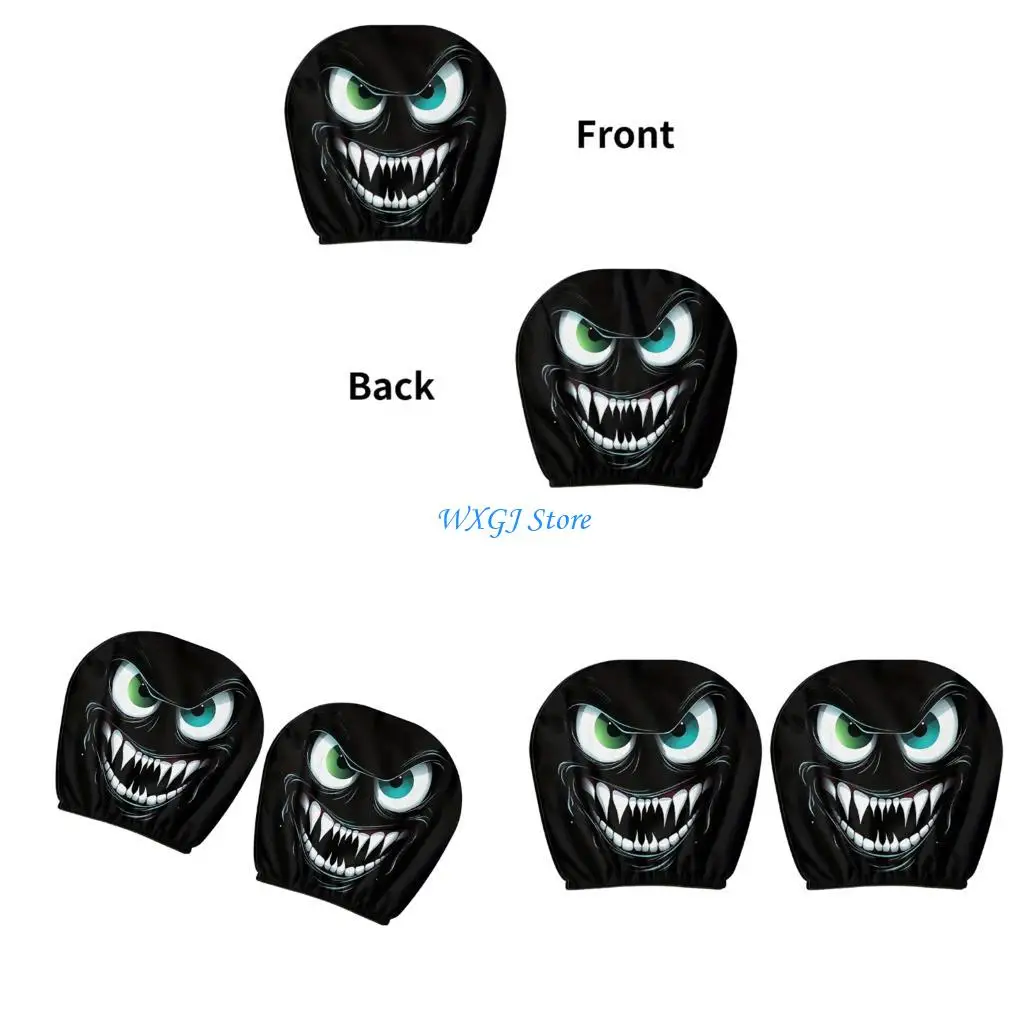 

37JE Evil Eyes Car Headrest Protectors Machine Washable Polyester Headrest Covers for Interior Decoration