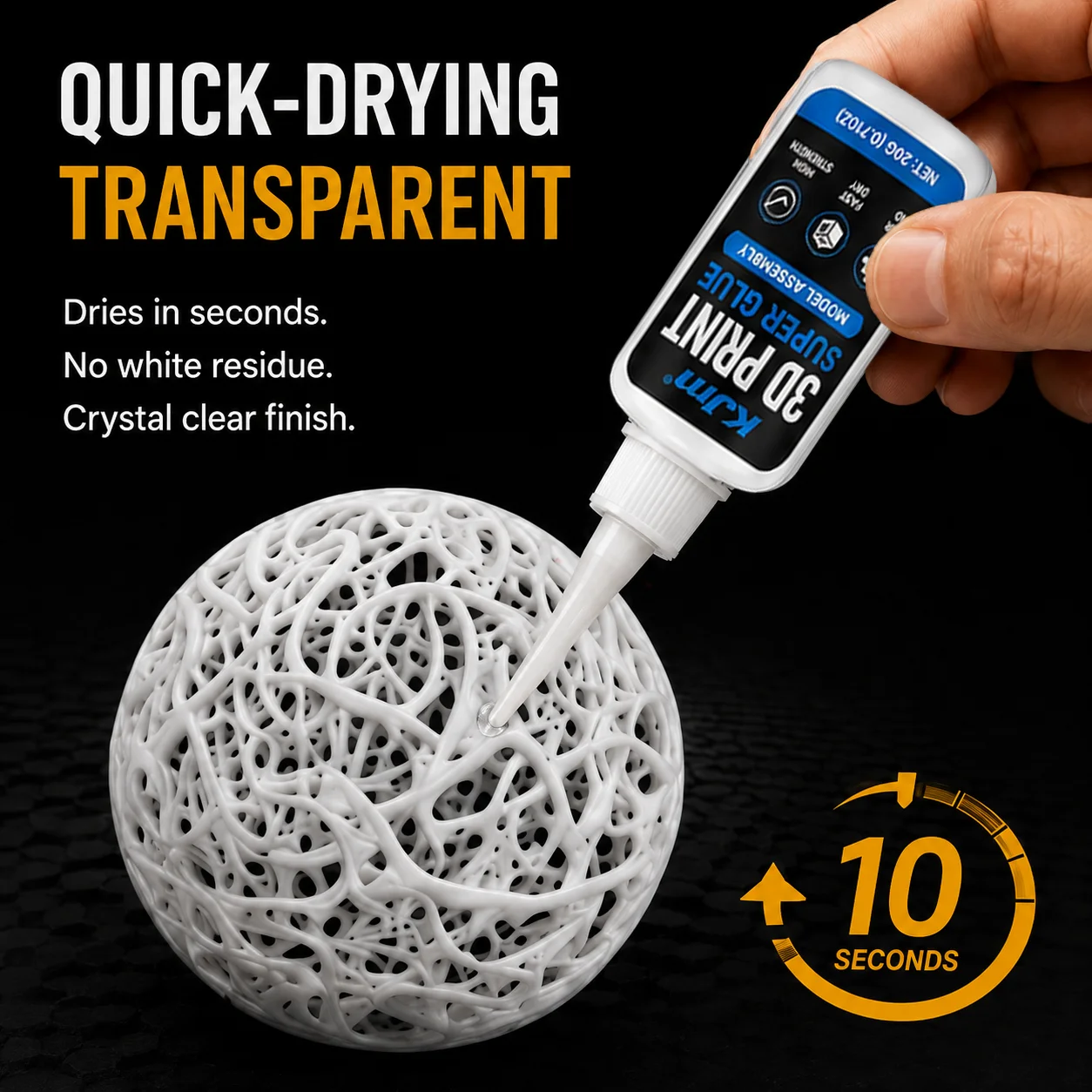 KJM 3D Printer Glue Super Glue Strong Adhesive For 3D Printed Models Fast Dry Bonding Repair Glue For PLA ABS Resin Parts