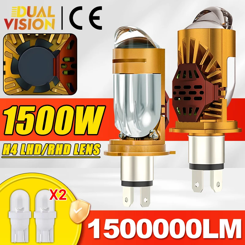 

Dualvision проектор H4 объектив светодиодные автомобильные фары лампы 1500000 LM 1500W CANBUS Turbo Auto Bulb H4 High Low Light Противотуманная фара 12V