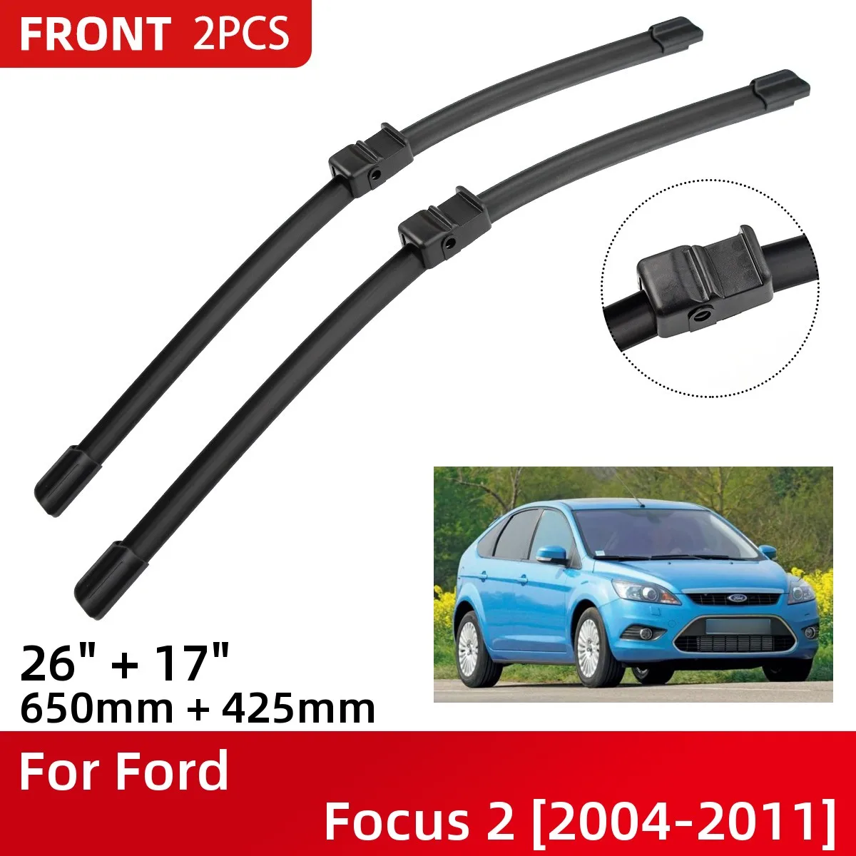 Front Wiper Blades For Ford Focus 2 2004-2011 Windshield Windscreen Window 26\