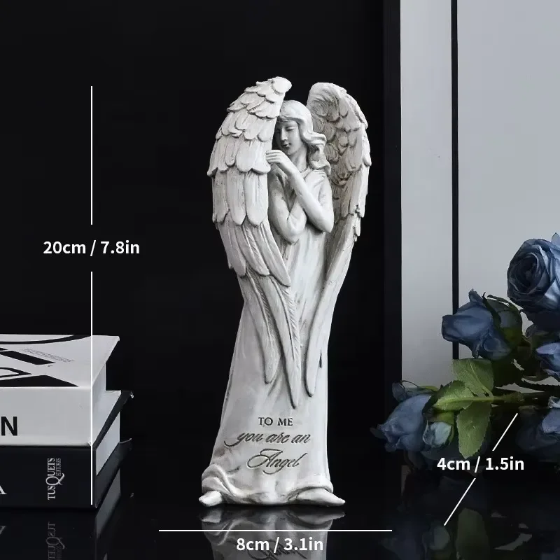 Cross-border Retro Praying Angel Statue, European-style Blessing Angel Holding Dog Ornament, Resin Craft for Home Decoration