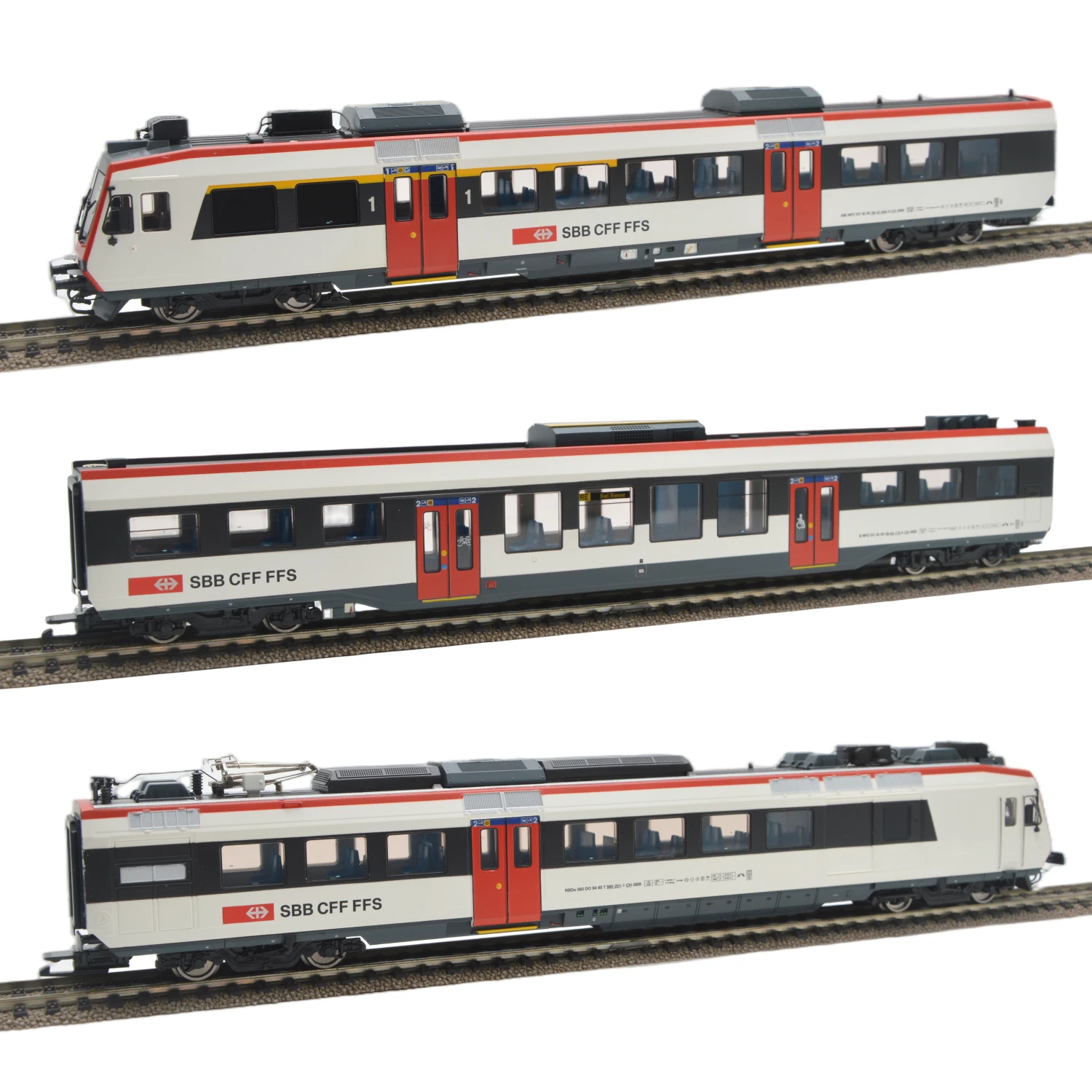 BACHMANN HO 1/87 Train Model L133940 SBB-CFF Type 5 Light Rail Three-section Set with Indoor Lights Train Model Toy