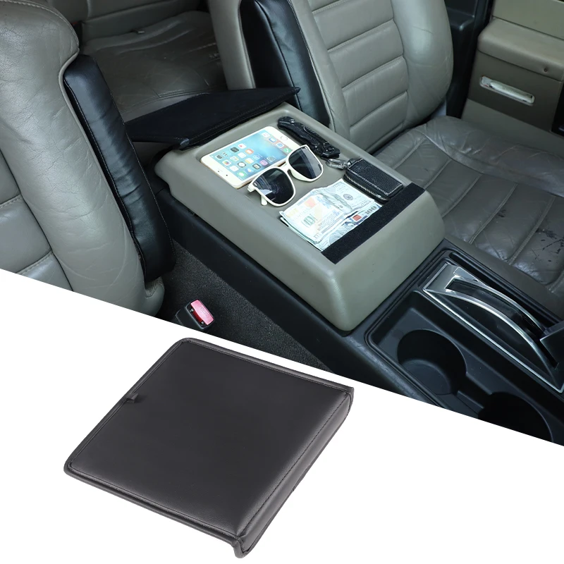 Used for 2003-2007 Hummer H2 armrest box cover, car armrest box protective pad, car interior accessories PU leather black 1pcs