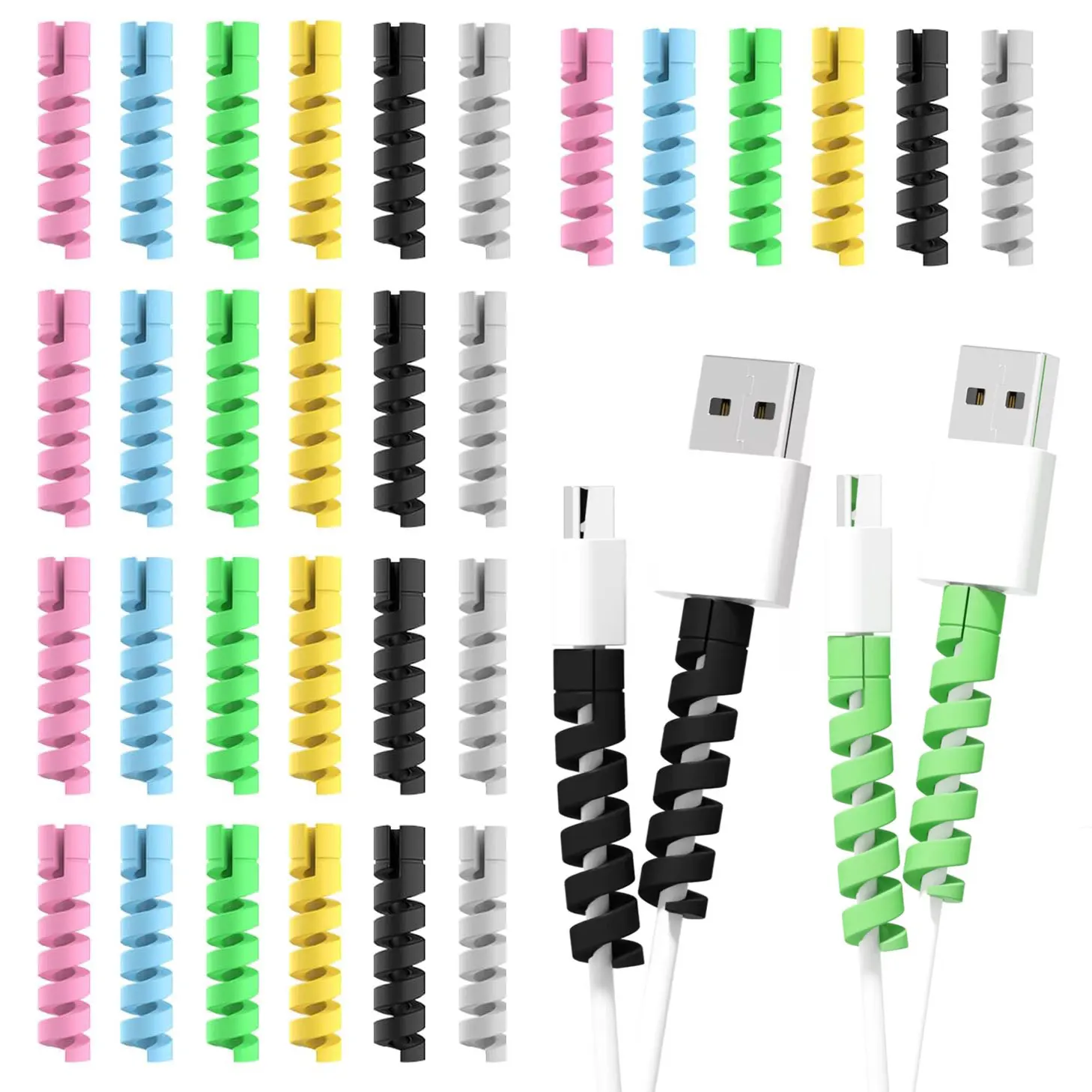 20/10 pcs Data Cable Silicone Protective Sleeve Headphone Earphone Saver Charging Cable USB Spiral USB Wire Charger Protectors