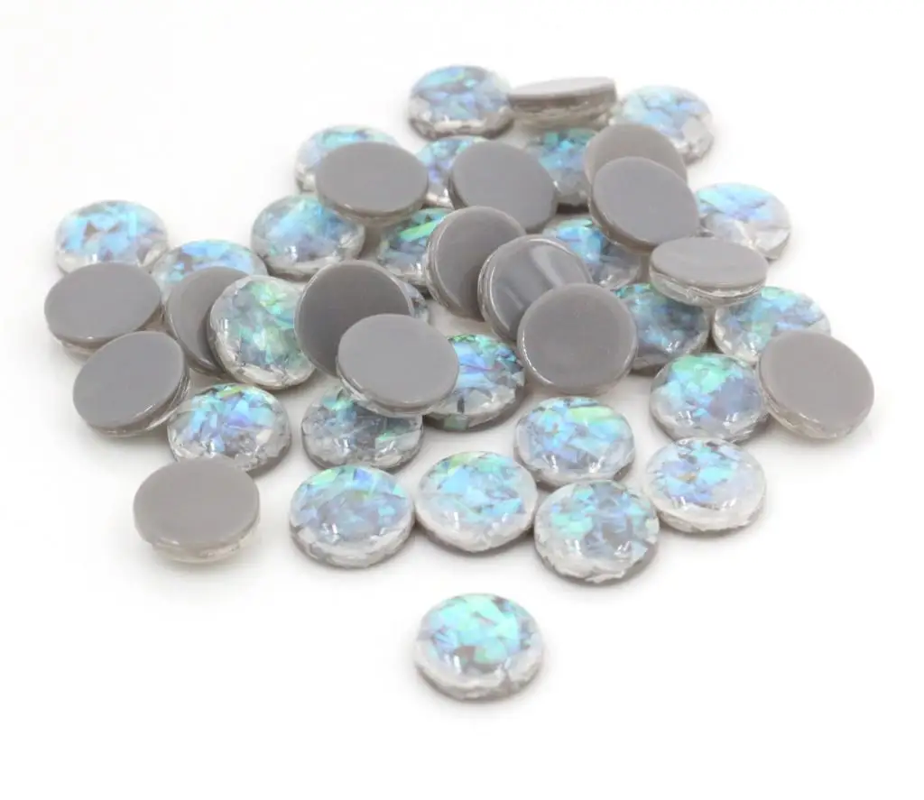 New Fashion 10mm 40pcs/Lot Gray Color Built-in metal foil Flat back Resin Cabochons Cameo V5-25