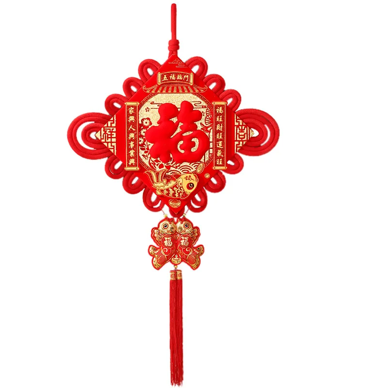 Year Snake Fu character pendant for Chinese New Year decoration Opp Bag Harden Lint Tassels Ornaments Festival Hot Sale