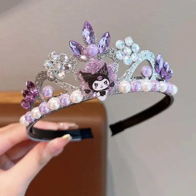 Kawaii Anime Frozen Sanrio Children's Crown Dress Accessories Girls Baby Princess Elsa Headdress Jewelry Party Decoration Gift image 5