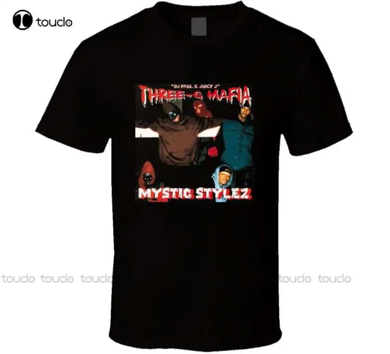 New Three Six Mafia Black Tshirt Size S- 2Xl Custom Aldult Teen Unisex Digital Printing Tee Shirts Xs-5Xl Custom Gift Streetwear