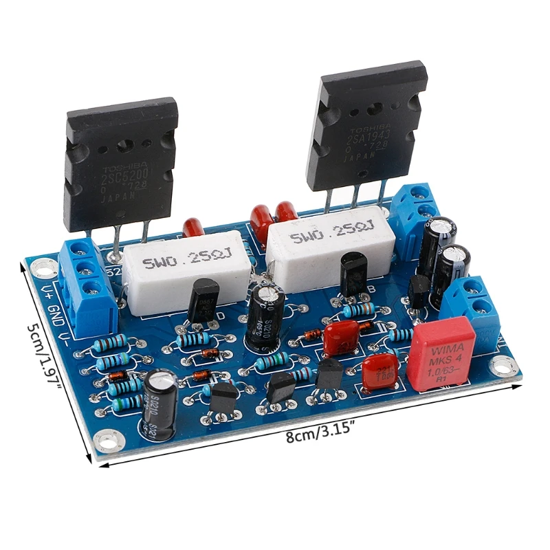 2SC5200+2SA1943 Dual for DC 35V 100W Mono Channel HIFI After Class Amplifi