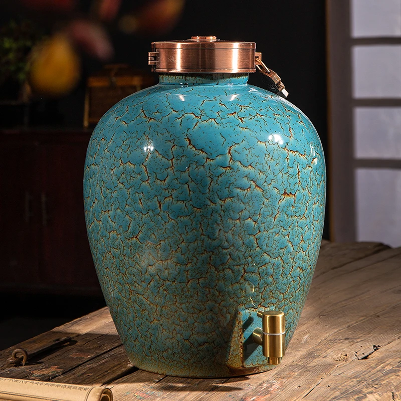 Ceramic wine jar household seal 5kg 15kg 25kg high-end wine storage tank empty bottle bubble Baijiu jar