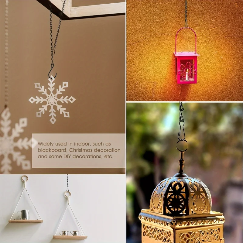 Metal Hanging Chain with S Hooks, 25cm Adjustable Hanging Chains for Plants Lanterns Ornaments, Anti-Rust Heavy Duty Hanging