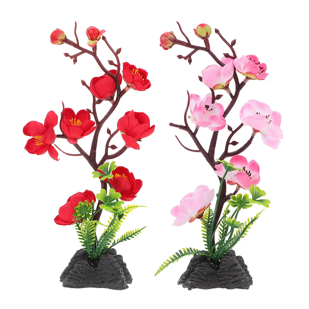 

2 Pcs Japanese Dish Plants Decor Faux Cold Sushi Plate Flowers Serving Ornament