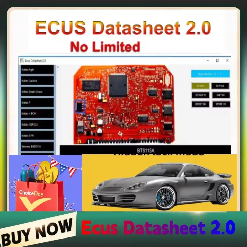 

Software de reparación de ECU Ecus Datasheet 2.0 Esquema de PCB con componentes electrónicos de ECU y información adicional para