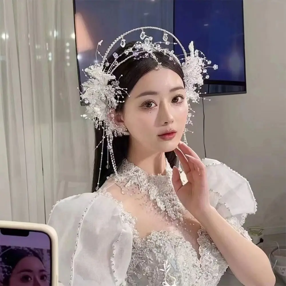 الحلو الجنية العروس كريستال تاج أقراط مشرقة مرصعة بالجواهر كريستال الشعر هوب تيارا الفاخرة رائعة حجر الراين عقال النساء