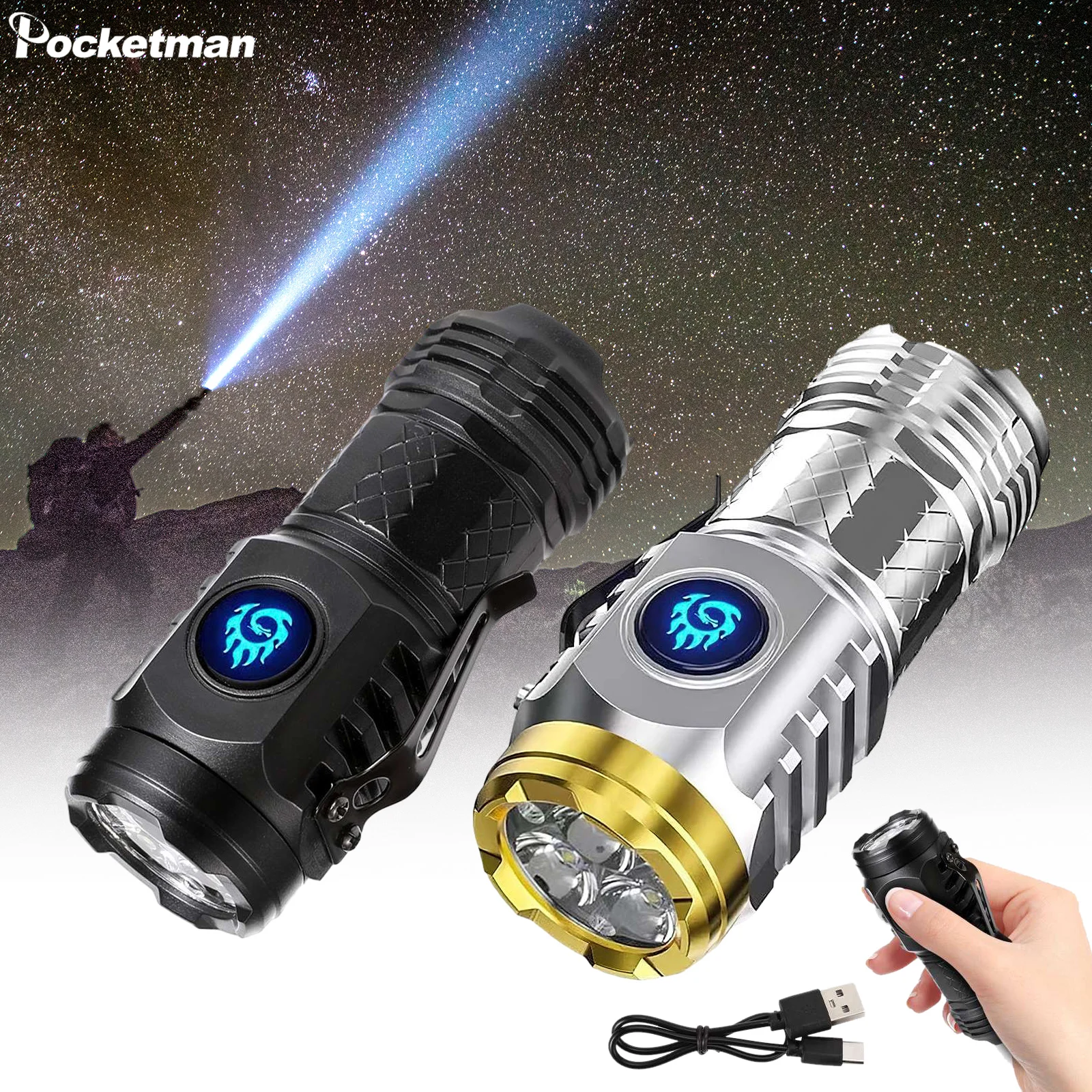 Powerful Led Mini Flashlight Portable Outdoor Lighting Rechargeable Tactical Camping Emergency Waterproof Torch Light