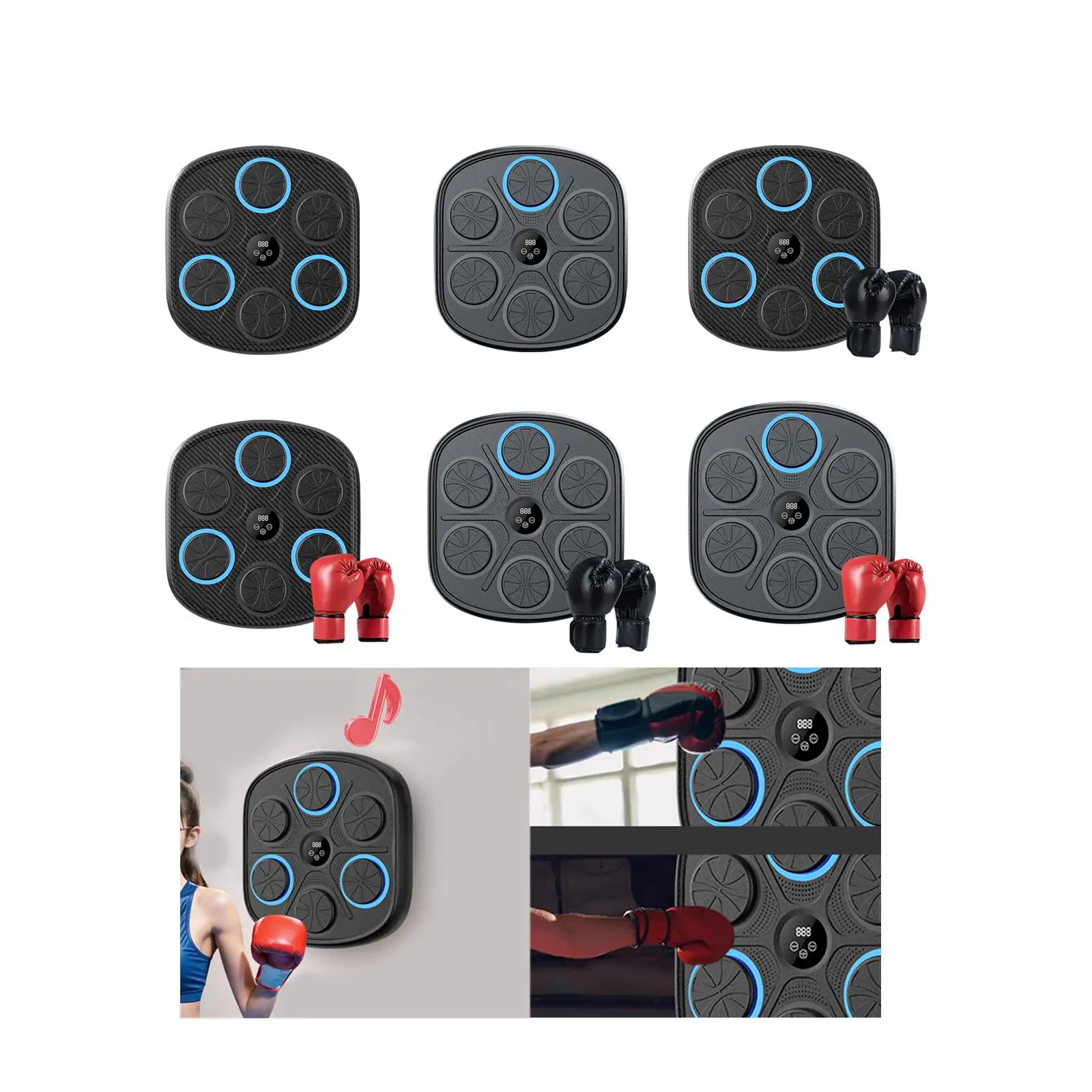 Music Boxing Machine Wall Target Punching Pad with Light Up Modes for Boxing Karate MMA Home Exercise