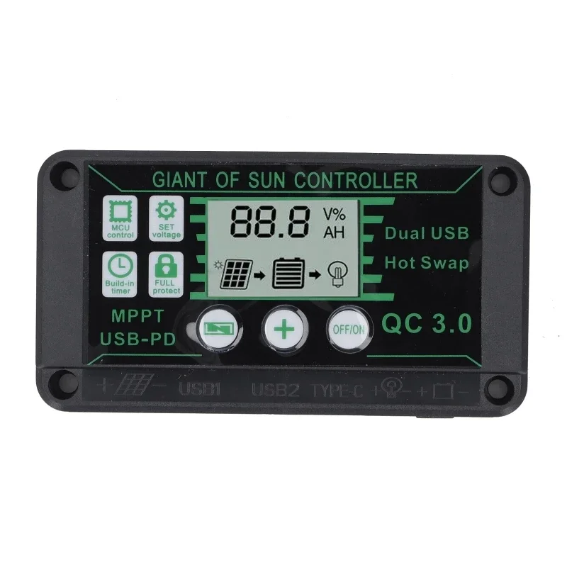 Solar Charge Controller 12V24V 10A/20A/30A/40A/50A/60A/80A/90A/100A Auto LCD Display USB Panel PV Regulator Load Discharger