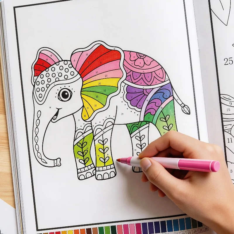 Adult Animal/plant Coloring Stress Relief Coloring Book Complete Coloring By Corresponding Number Promptshigh-definition Paper