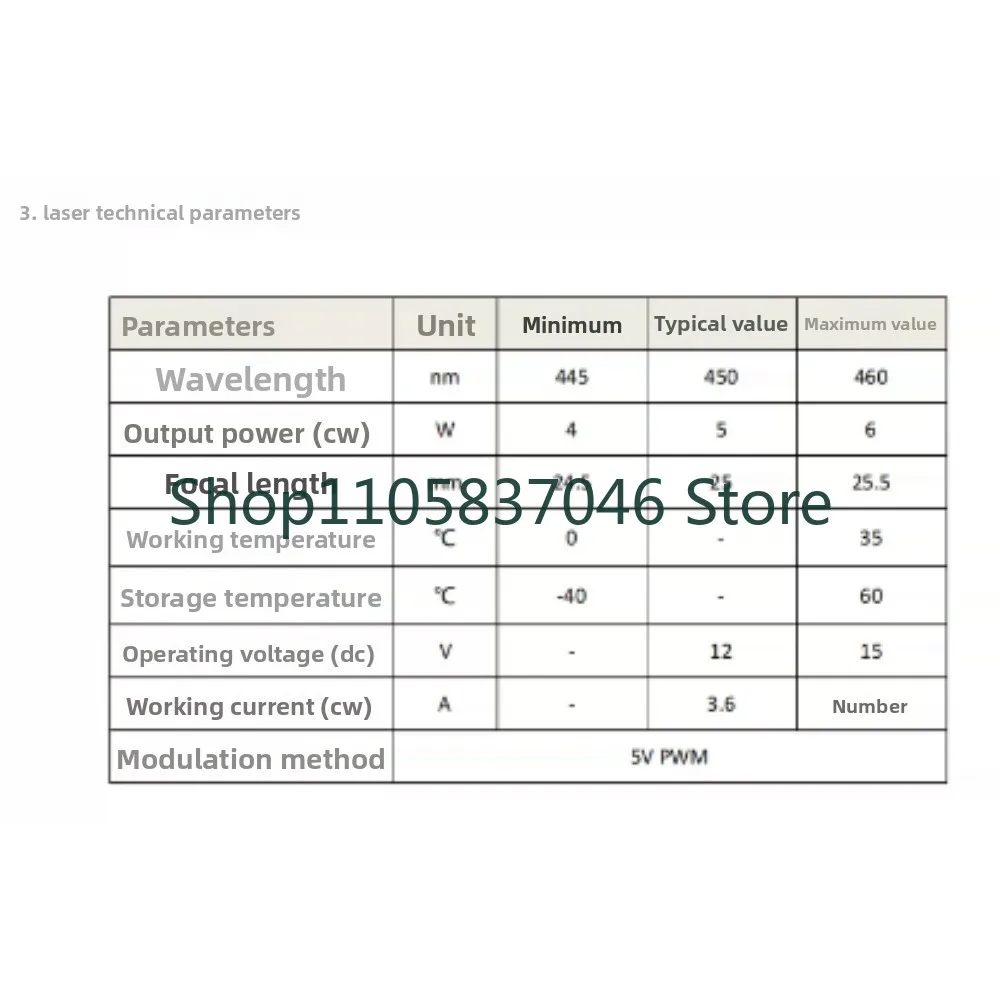 455/450nm 5W blue light module high-power engraving metal cutting wood board drilling laser