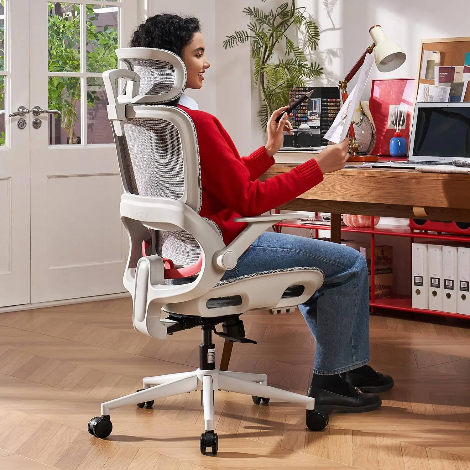 B100 Office Chair, Ergonomic Office Chair Without Footrest, Computer Chair with Wide Headrest & Adaptive Lumbar, Customized