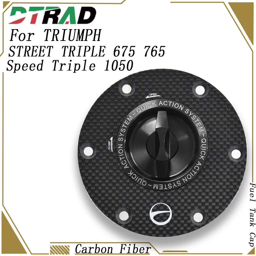 Carbon Fiber Keyless Fuel Tank Cap For TRIUMPH Speed Triple 1050 999i STREET TRIPLE 675 765 Gas Oil Key Plug Lock Tank Cover