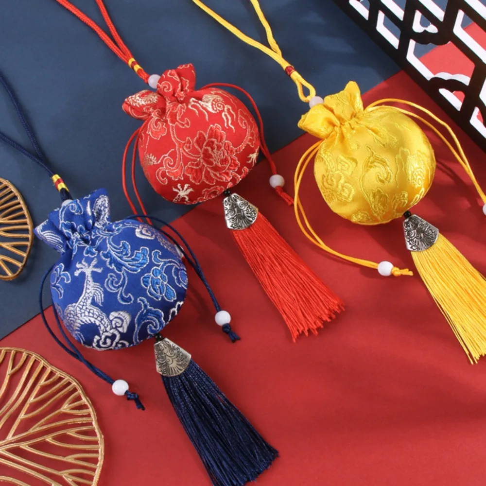 

Fashion Flower Women Sachet Dragon Embroidery Jewelry Storage Bag Car Hanging Small Pouch Chinese Style Sachet Ladies