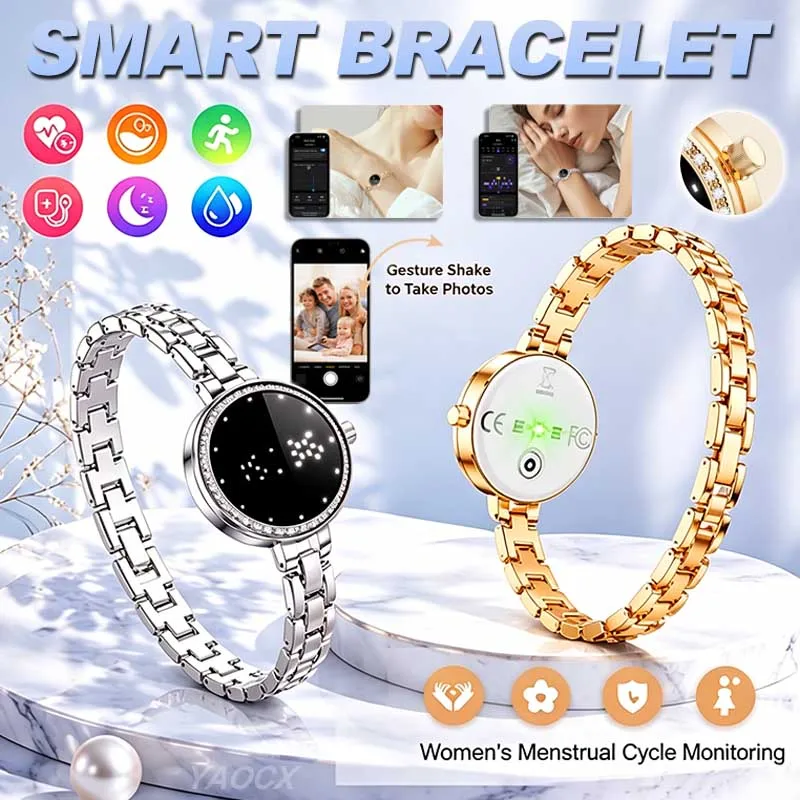 

New Women Smart Bracelet Fashion Heart Rate Sports Mode Gesture Shake To Take Photos Health Check Bluetooth Call Smart Watch