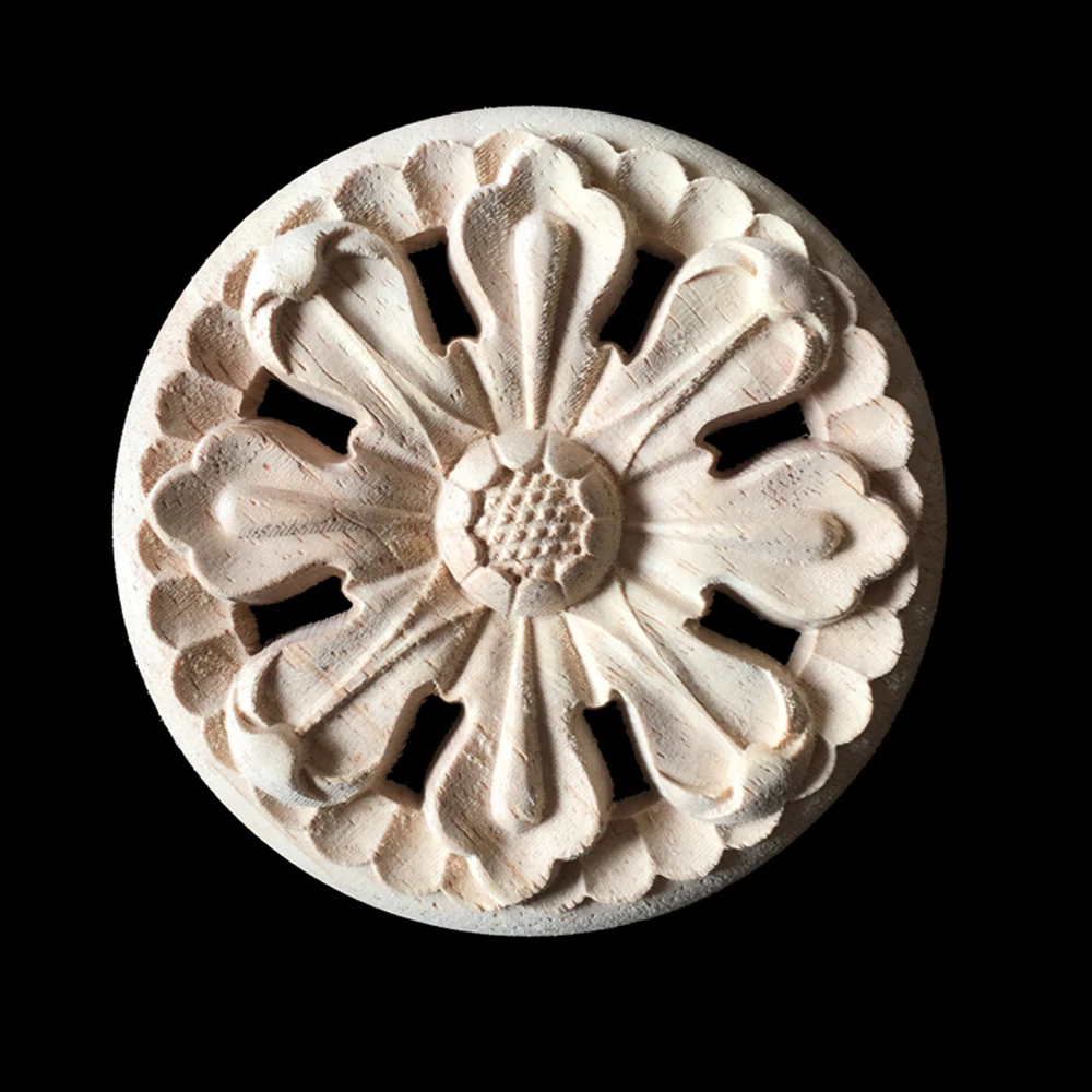 10PCS Carved Decal Woodcarving Corner Applique Furniture Wooden Wall Decor Cabinet Wall Door Furniture Decoration Ornaments 20CM