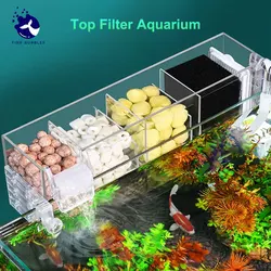 Aquarium Wall-Mounted Waterfall Filter Roller, Multi-Layer Filter for Small Fish Tank, Circulating Oxygen genation