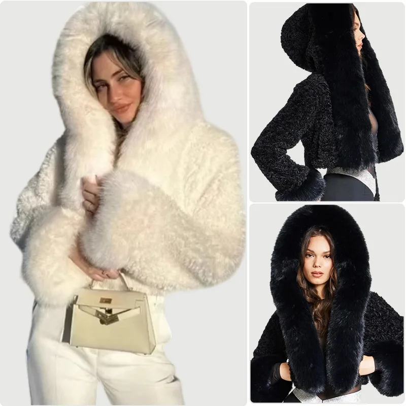 

Female's Mink Coat Furry Slouchy Eco Coat For Lady Thickened Winter Women's Faux Jacket