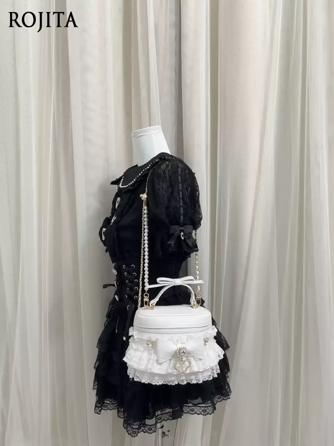 Japanese Mass Produced Rhinestone Lolita Portable Cute Lolita Bag Fashion Sweet Kawaii Lace Bow Large Capacity Backpack Women