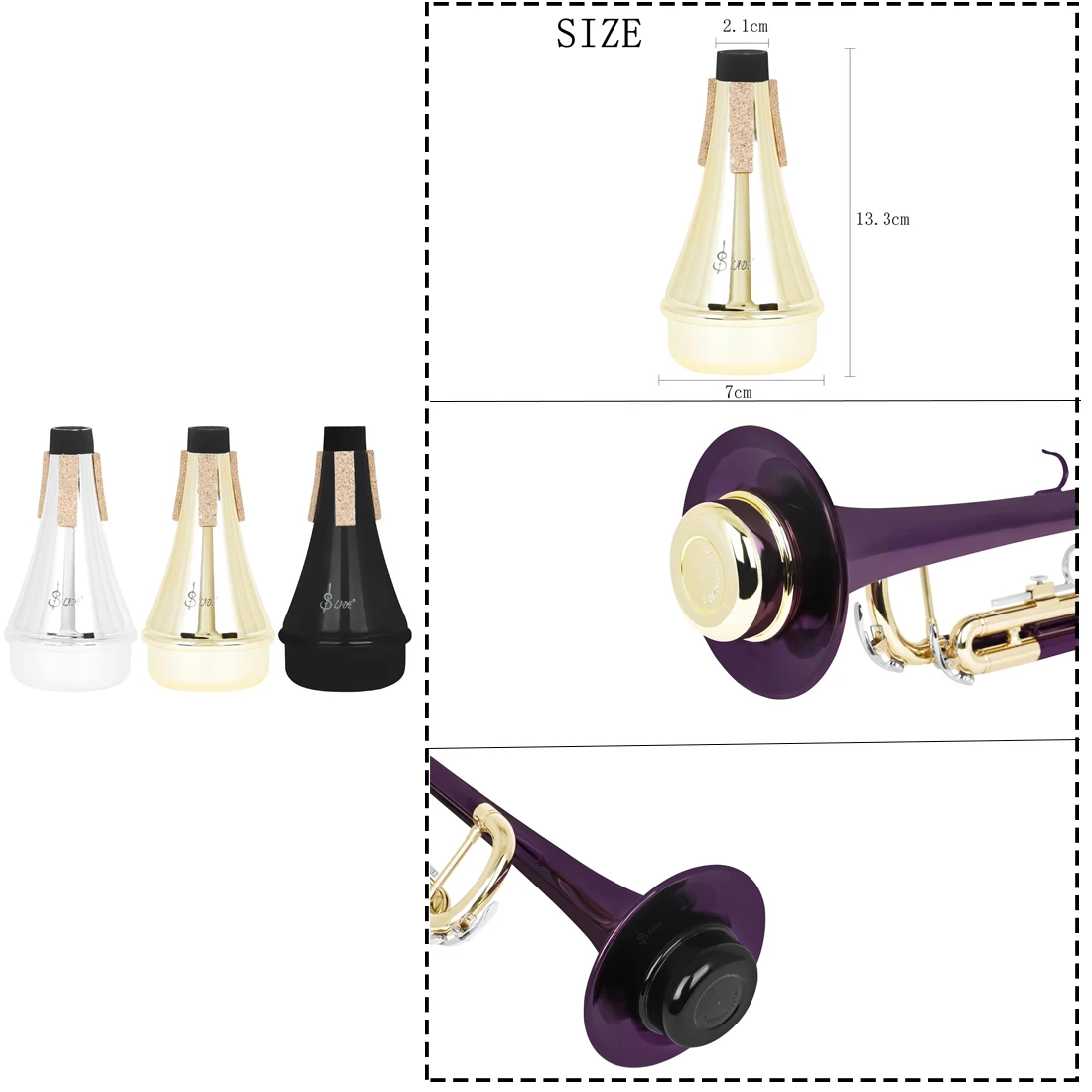Trumpet Mute Silence ABS Lightweight Trumpet Silence Practice Straight Mute Brass Instrument Accessories