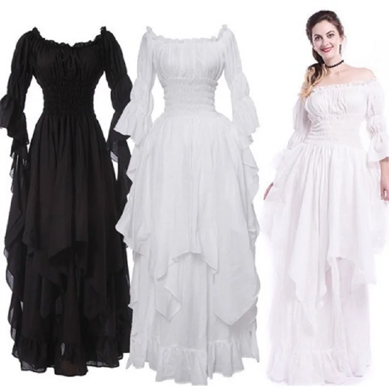 Women Medieval Dress Renaissance Vintage Style Gothic Dress Floor Length Women Cosplay Dresses  Medieval Lolita Dresses Gown