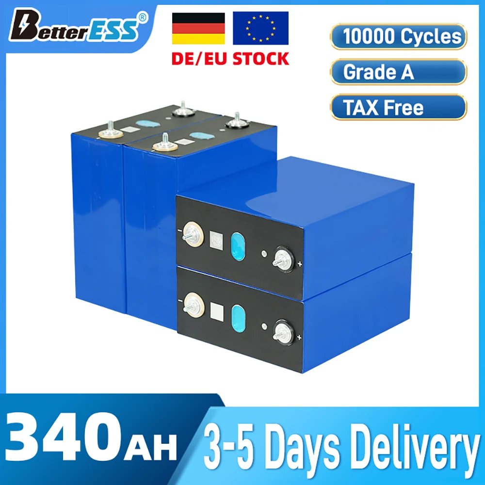 

New Grade A 3.2V 340AH 280Ah Lifepo4 Rechargeable Battery 10000 Cycles DIY 12V 24V 48V RV EV Boat Golf Solar Energy Camping