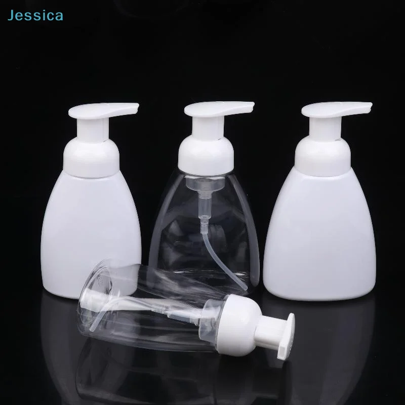 ♥ Bouteilles distributrices de mousse – Bouteilles à pompe à pression en plastique transparent/blanc pour savon pour les mains, conteneurs rechargeables de voyage pour shampoing