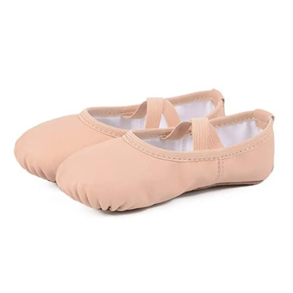 

Lightweight Soft Ballet Shoes PU Leather Full Sole Dance Shoes Size 32-40 Lace-free Yoga Shoes Girls