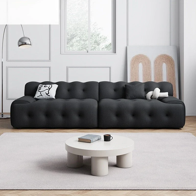 Canapé de célébrité d'internet rétro Simple, petit appartement, salon, mode française, canapé noir pour trois personnes