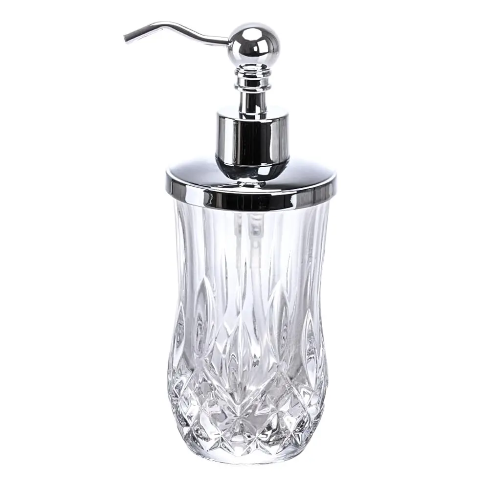 

Диспенсер для мыла из прозрачного стекла 9 унций с помпой из цинкового сплава, из толстого бессвинцового стекла, настольный, для ванной и кухни