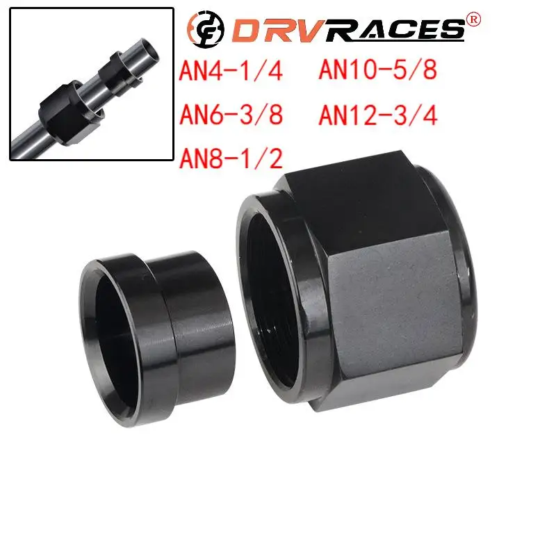 

AN4-1/4 AN6-3/8 AN8-1/2 AN10-5/8 AN12-3/4 Tube Nut and Sleeve For OD alloy Tube Hose Line Fitting Aluminum Hardline Adapter