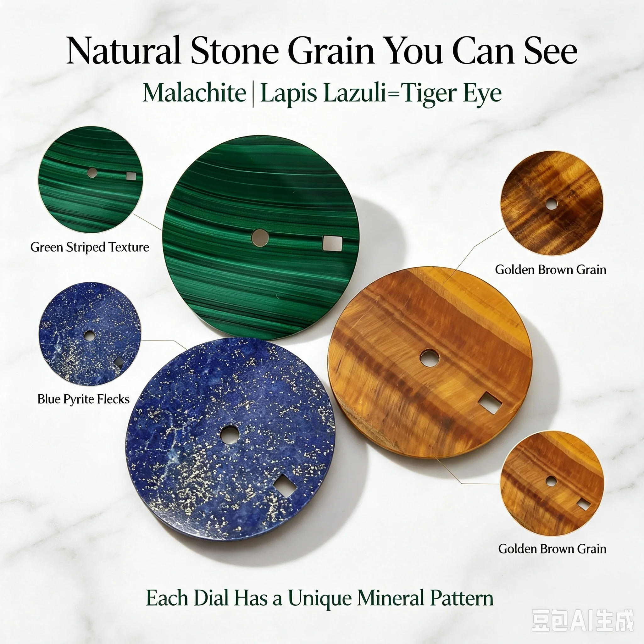 NH35 DIY Watchmaker Parts Natural Mineral Watch Dial Lapis Malachite Tiger Eye Fit NH35 Automatic Movement Custom Watch mod Face