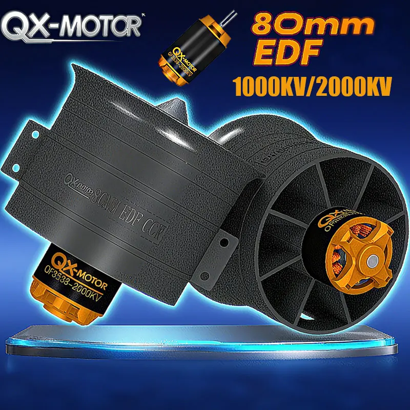 2025 QX-MOTOR 80mm 12-Blade Ducted Fan Set 1000KV/2000KV Brushless Motor + 80A/120A ESC High-Performance Drone Model Accessories