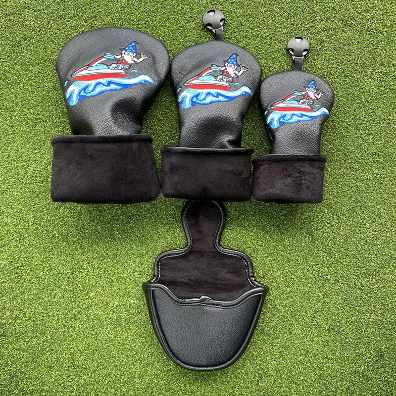 Surfing Mage Golf Club #1 #3 #5 Wood Headcovers Driver Fairway Woods Cover PU Leather High quality Putter Head Covers