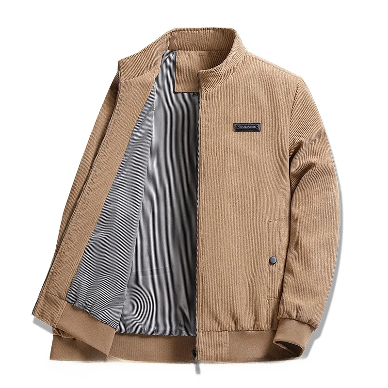 

New Corduroy Jaet Men's Spring Autumn Winter Loose Thiened Cotton Busin Outerwear Middle-Aged Large Size Dad Clothes