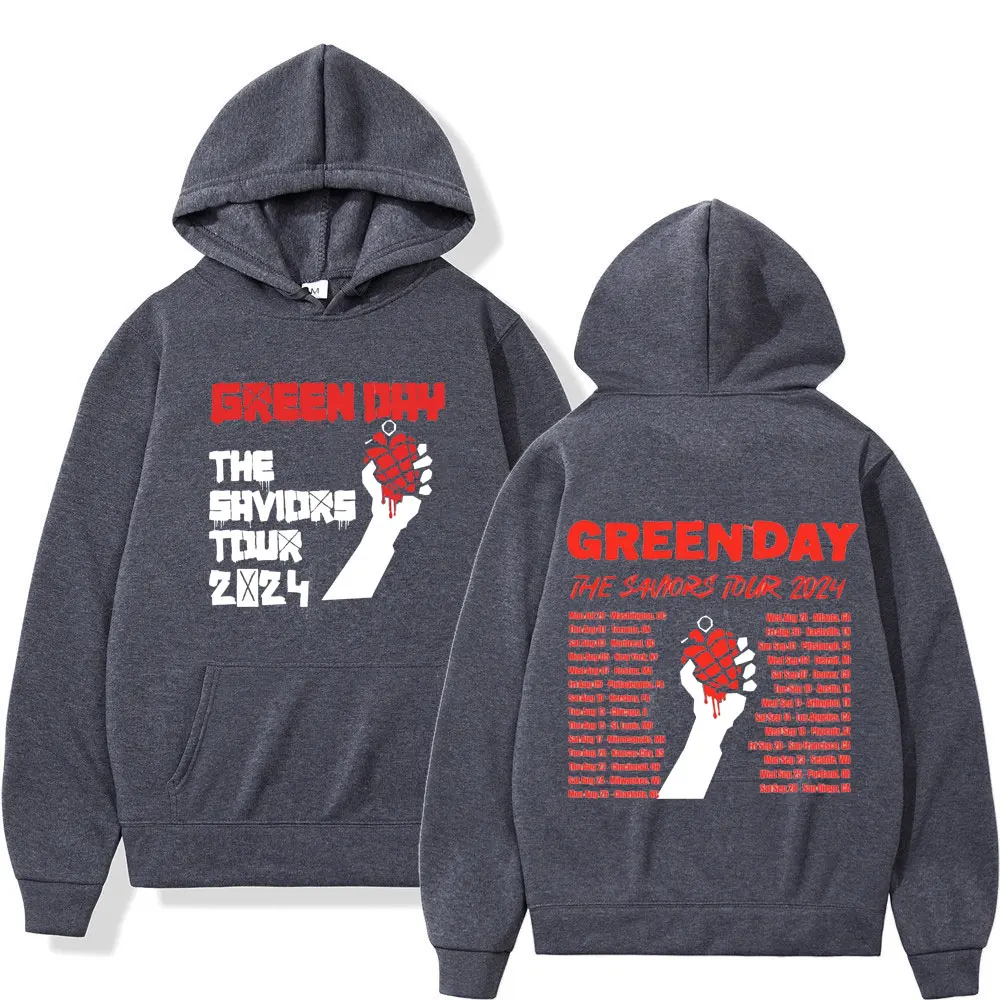 Green Day Bands The Saviors Tour 2024 Print Hoodie Men Women Fashion Punk Rock Hooded Sweatshirt High Quality Fleece Pullovers