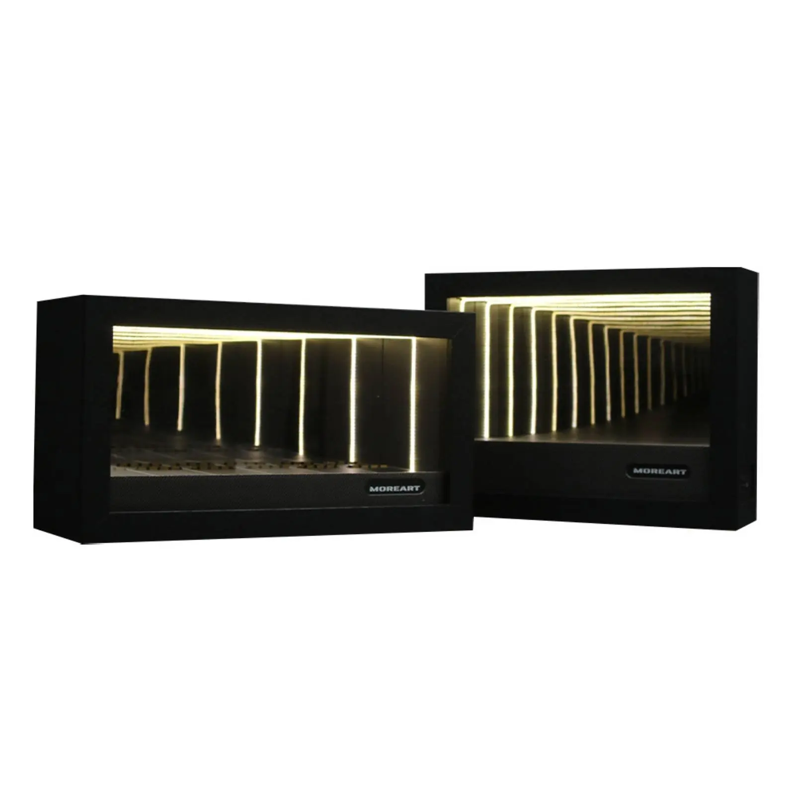 

1:64 Scale Display Frame Deep Tunnel Look Abyss Mirror Frame LED Mirror Model Scene for Collectors, Showcase Cabinet