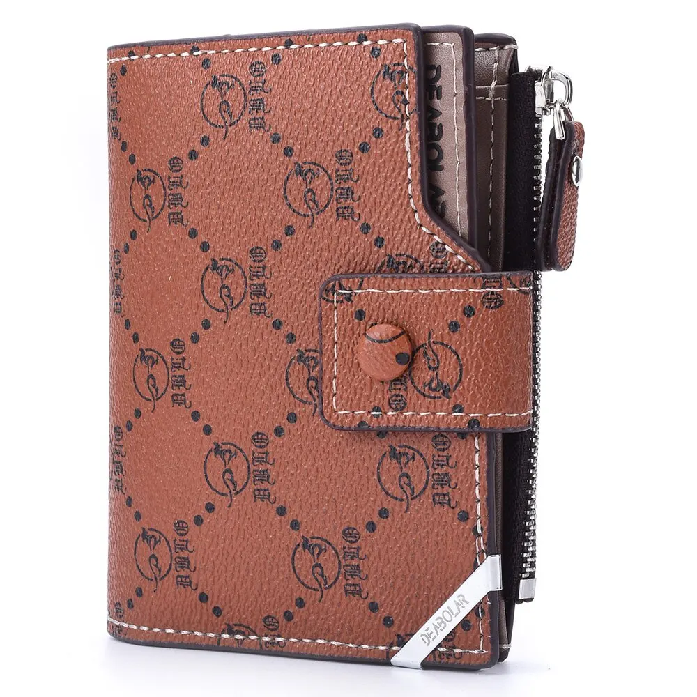 New Old Flower Multifunctional Wallet Men\'s Short Vertical Buckle Zipper Retro Wallet