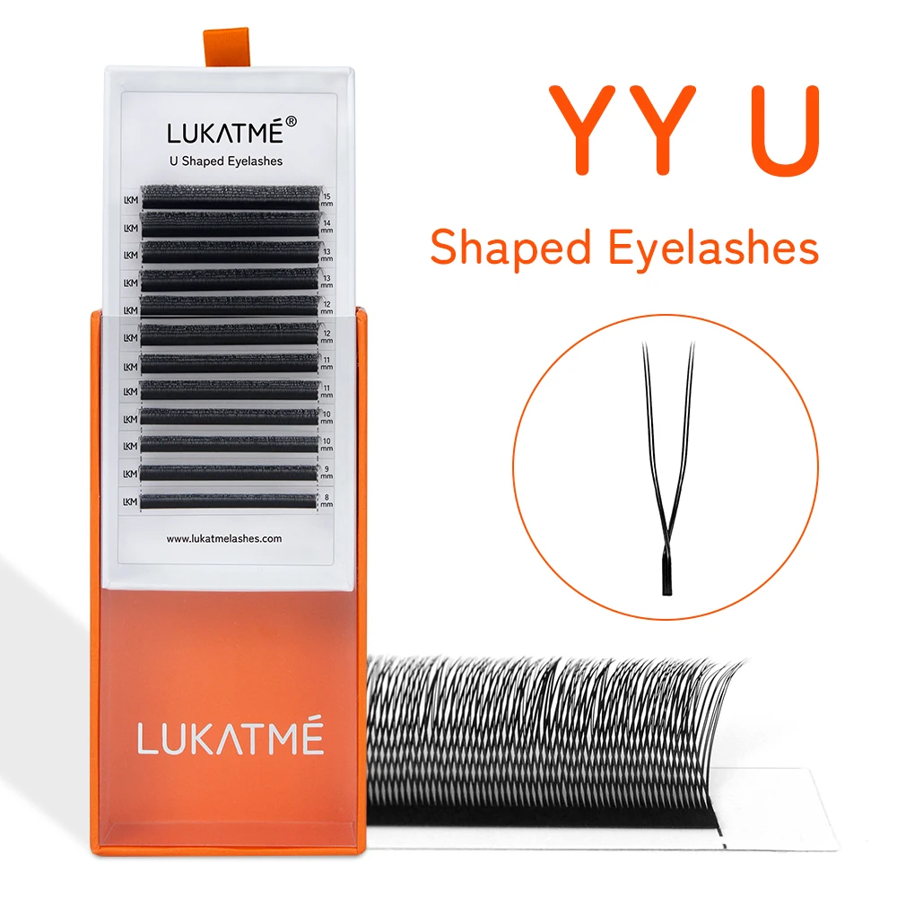

LUKATME YY Shape Eyelash Extensions Natural U-YY Lashes D Curl YY Lashes 0.07mm Two Tips Y-Shaped False Eyelashes