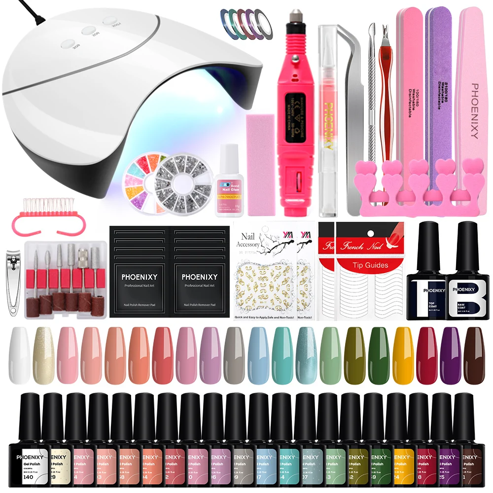 

Manicure Tools Kit 10/20 PCS Gel Nail Polish with 36W UV LED Nail Lamp Semi Permanent UV Gel Set Nail Art Design Gel Varnish Set