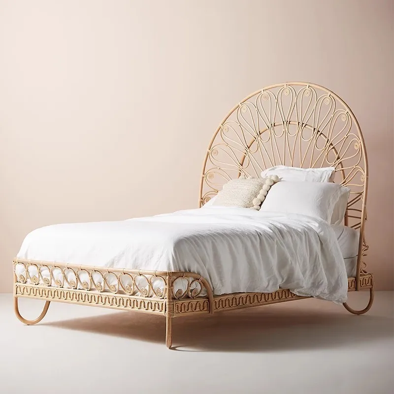 Rattan bed, furniture, master bedroom  home, bed and breakfast, hotel, rattan art, double bed