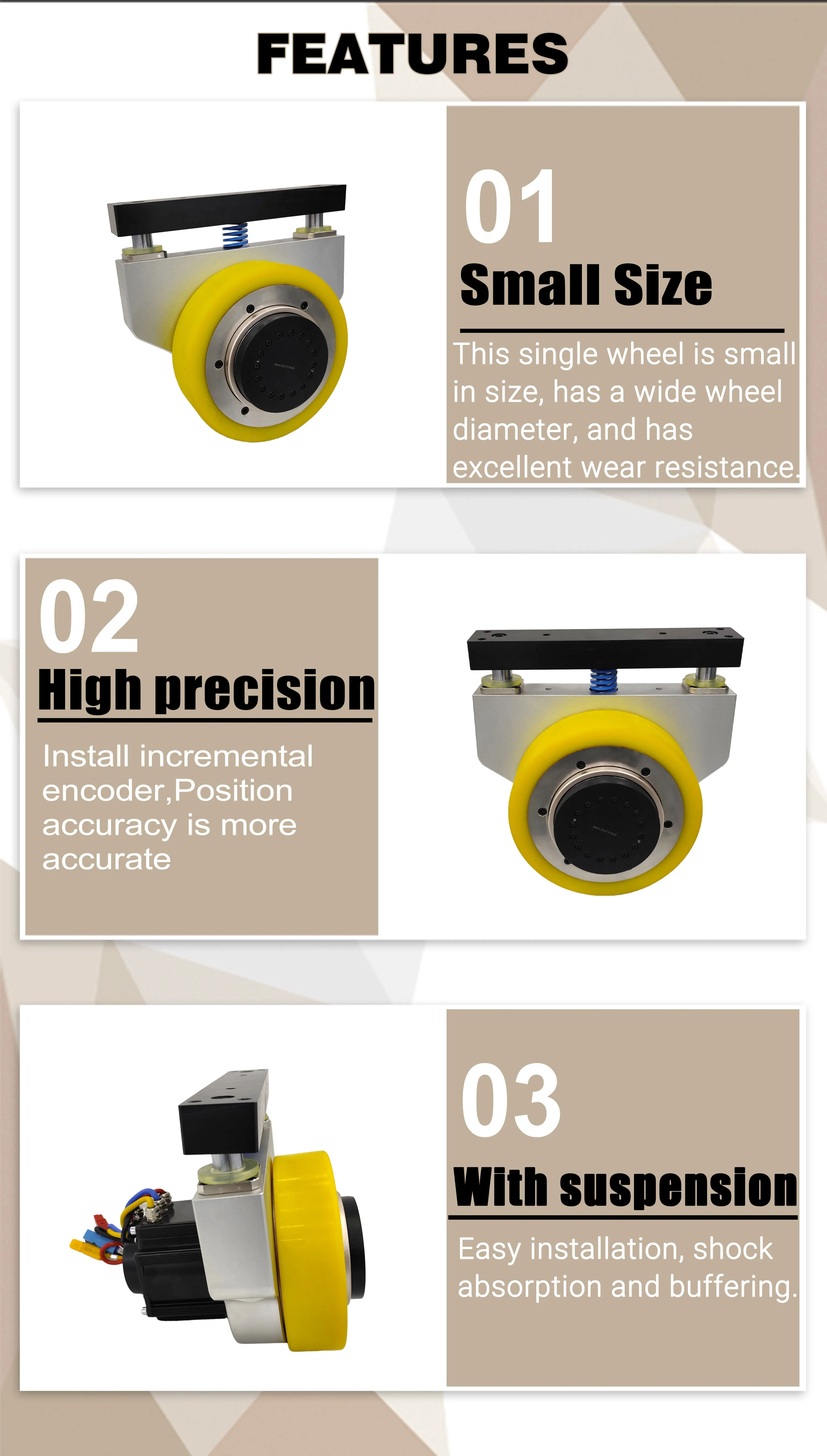 MDBOT High Transmission Efficiency Wheel with Spring Shock Absorption 2000w 48v Servo Motor Power Single Drive Wheel Unit